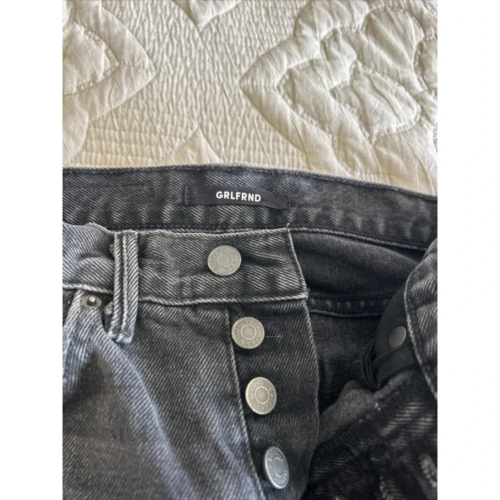 GRLFRND Karolina Jeans Women's 23 Black  Distressed Button Fly Raw‎ Hems